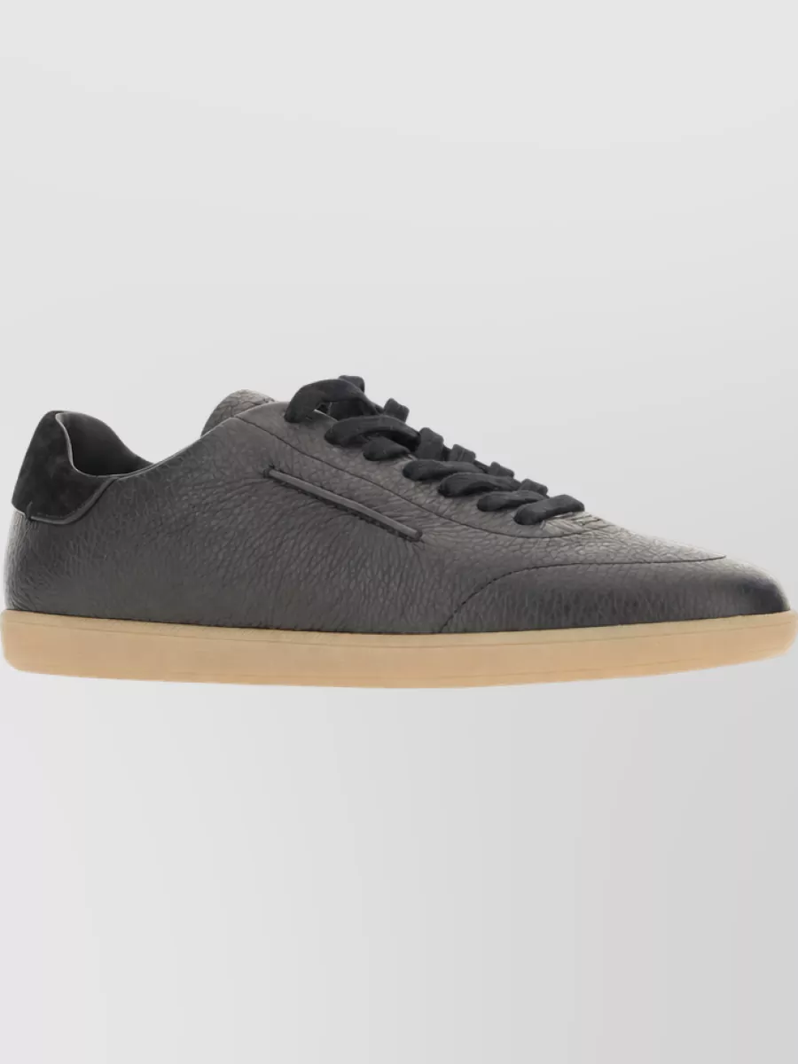 Zegna Leather Lace-Up Sneakers