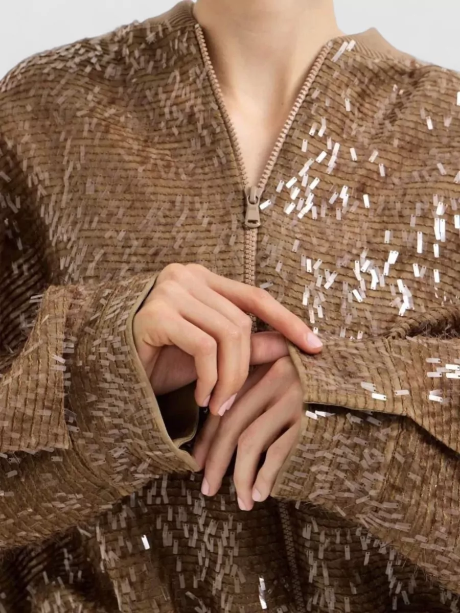 Brunello Cucinelli Silk Sequin Bomber Jacket