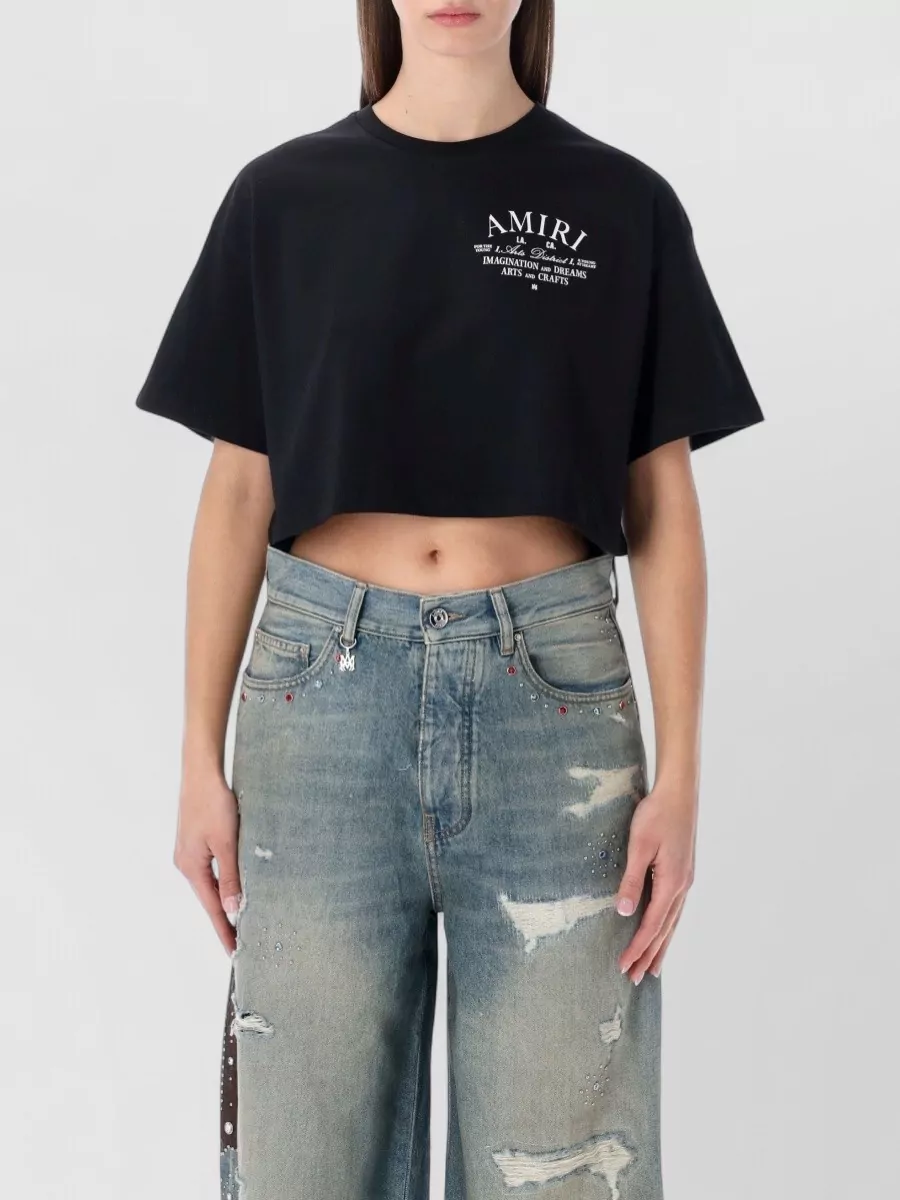 Amiri Art District Cropped Short Sleeve T-shirt In Animal Print