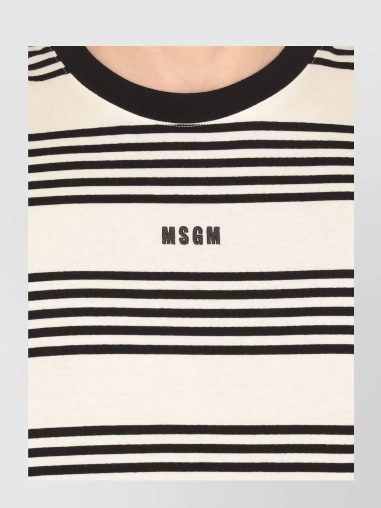 Msgm Rear Contrast Stripes Crew Neck T-Shirt