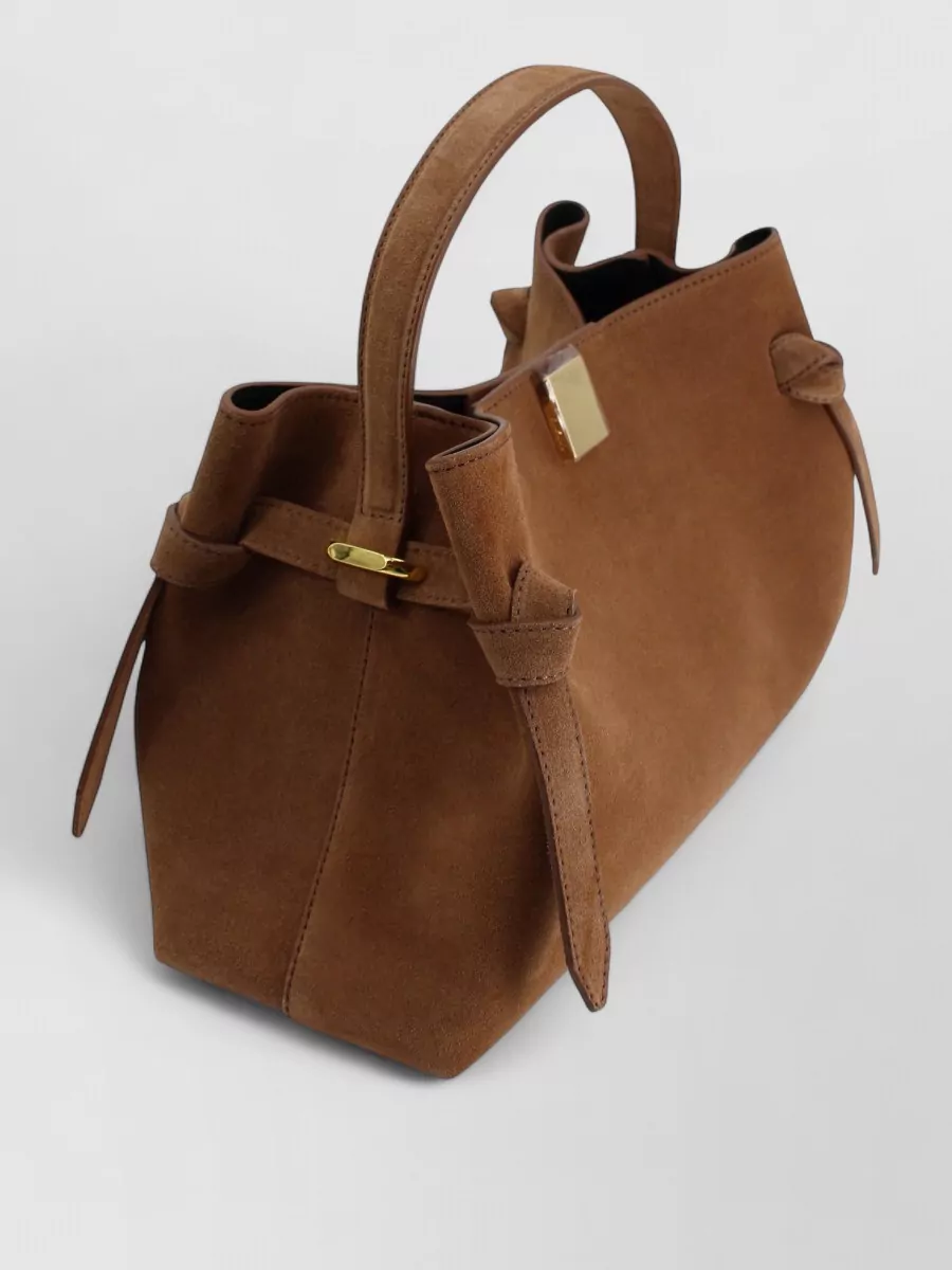 Yuzefi Suede Leather Knot-Detail Tote Bag