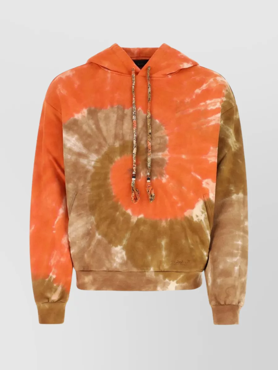 Shop Alanui Dreamin' Tie-dye Hooded Sweatshirt In Orange