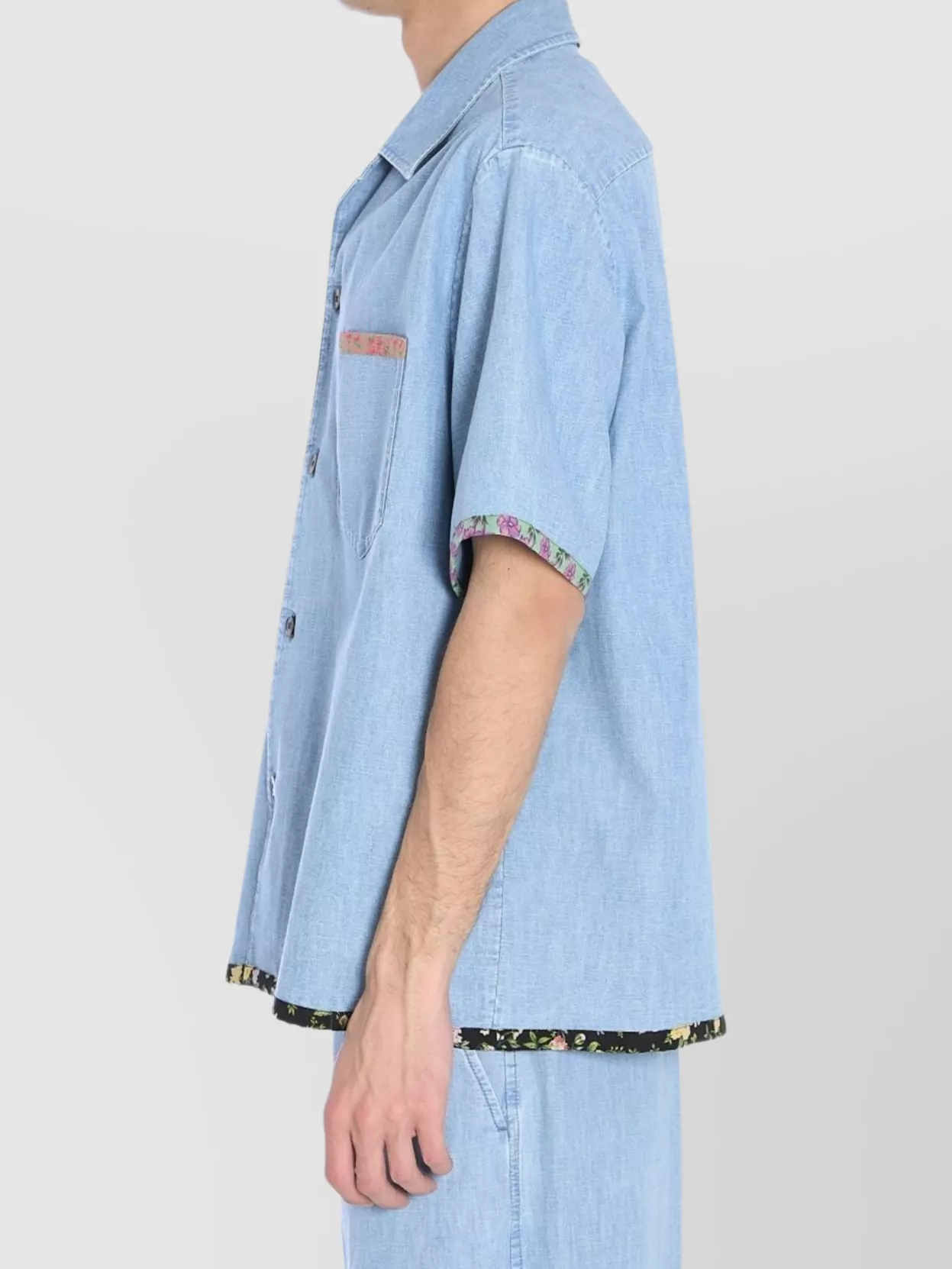Valentino Garavani Floral Trim Denim Shirt