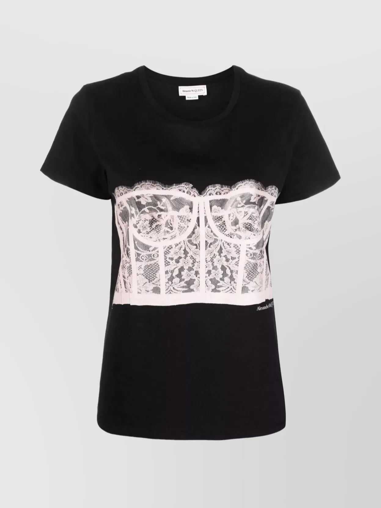 Shop Alexander Mcqueen Lace Detail Corset T-shirt In Black