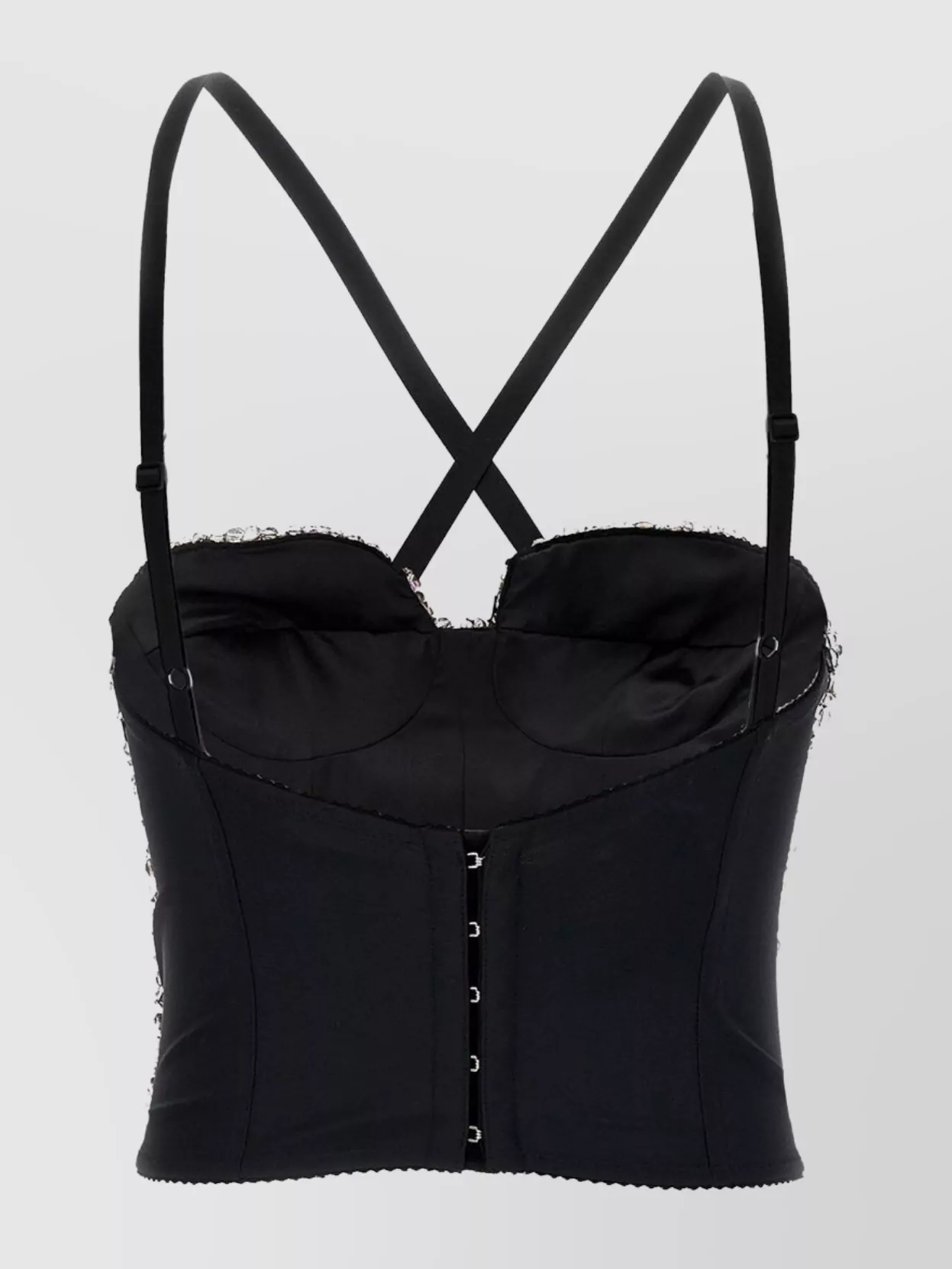 Dolce & Gabbana Bustier Top With Embroidered Sequins In Black