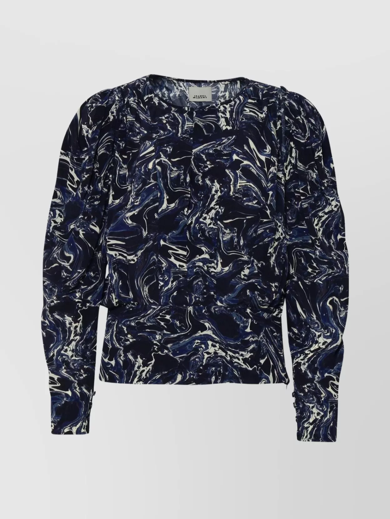 Shop Isabel Marant 'marble Print Silk Cropped Blouse'