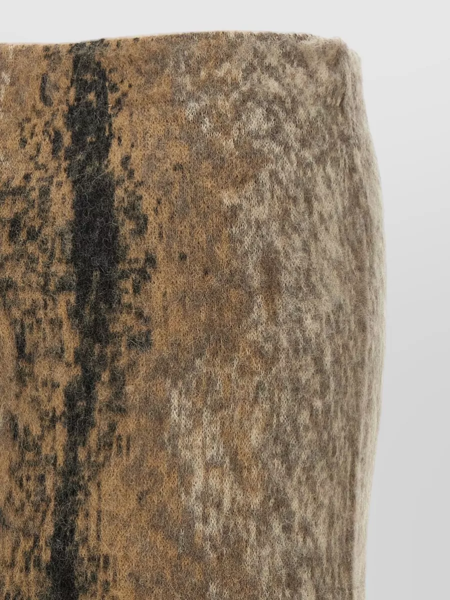 Nude Wool Midi Fitted Skirt