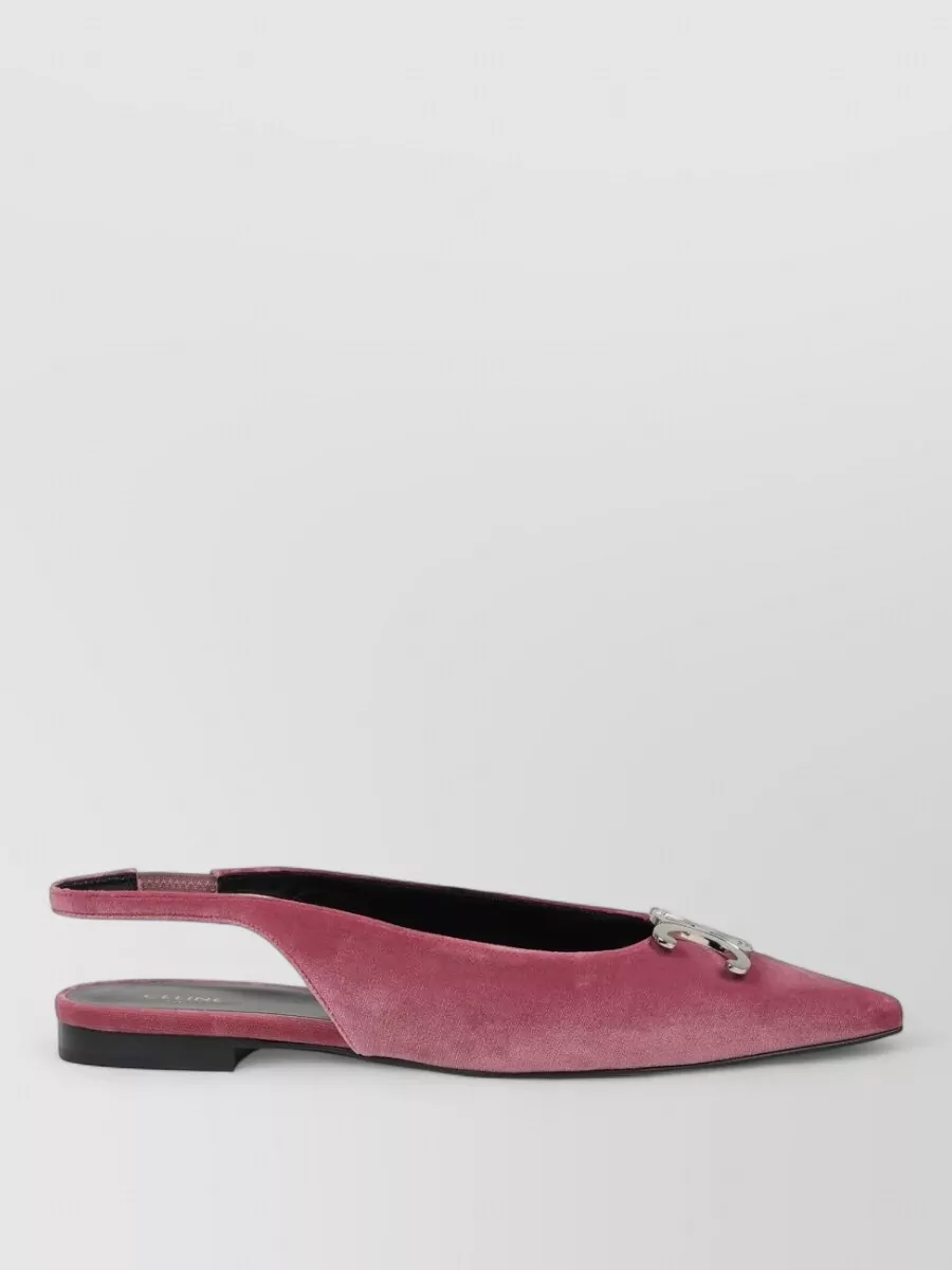 Celine Alma Triomphe Velvet Flat Pumps