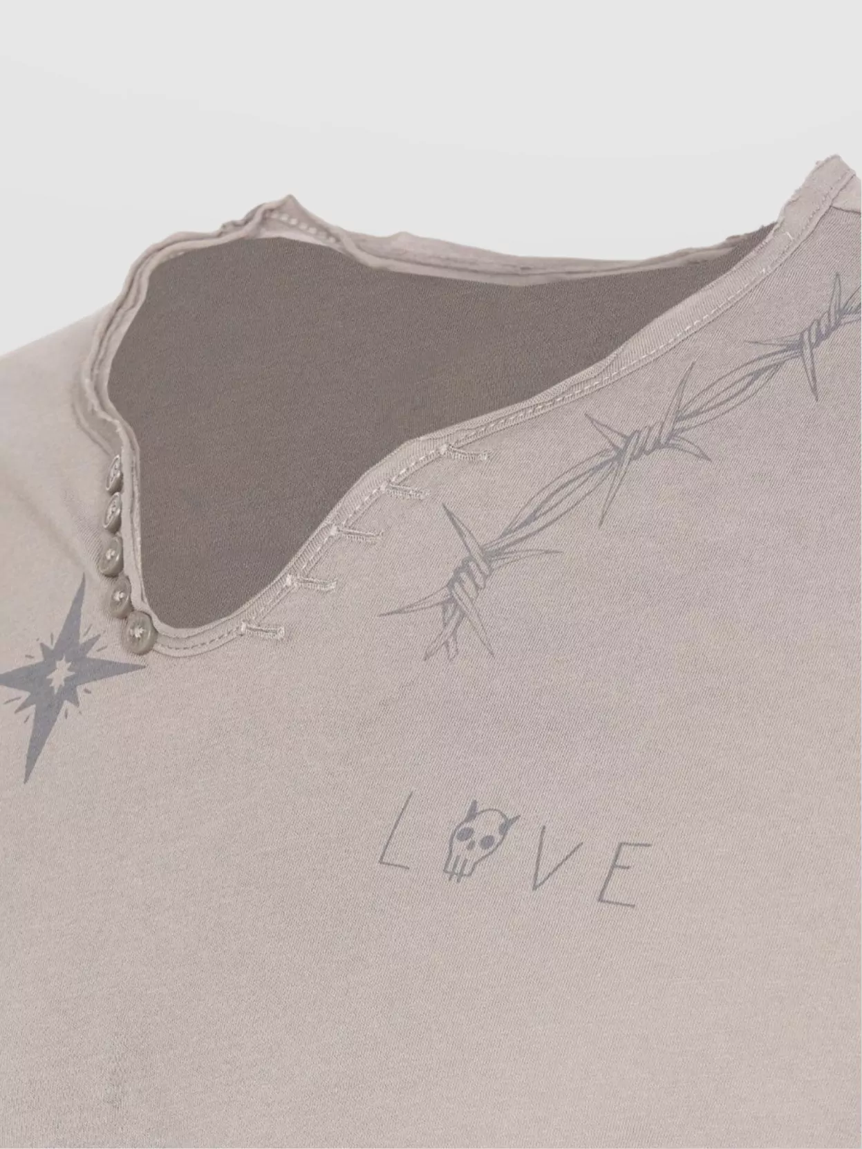 Zadig & Voltaire Buttoned Distressed Graphic Print V-neck Vest