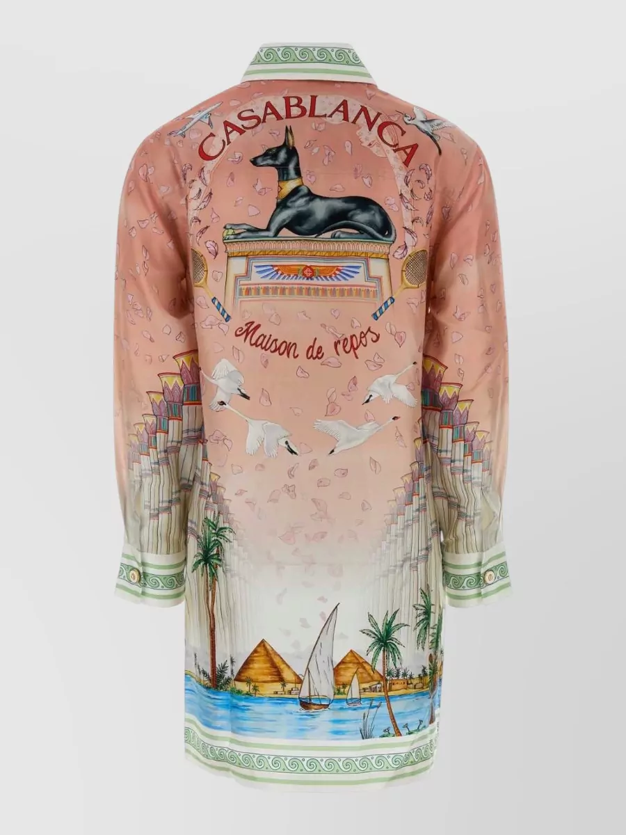 Casablanca Silk Printed Shirt Dress