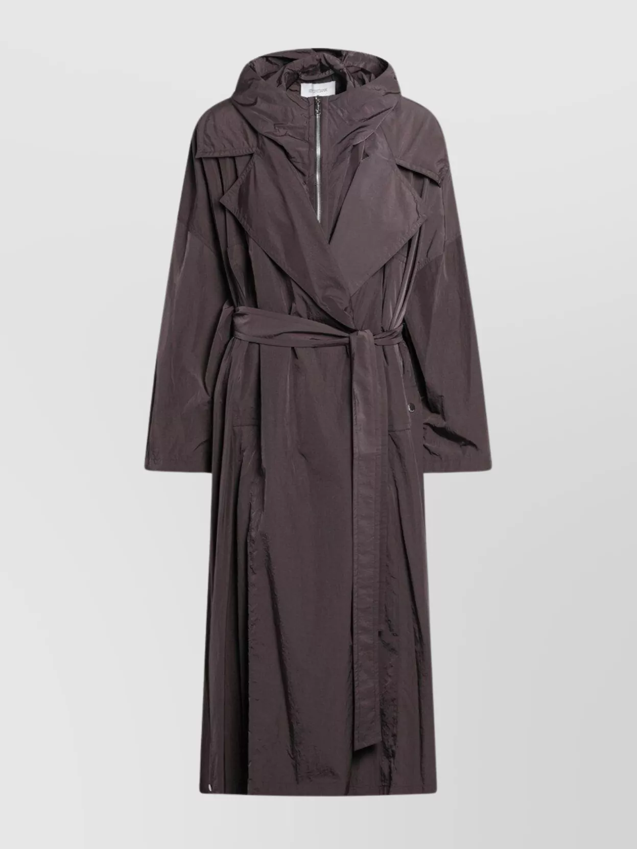 Sportmax Coffee-colored Oversized Taffeta Trench Coat In Brown