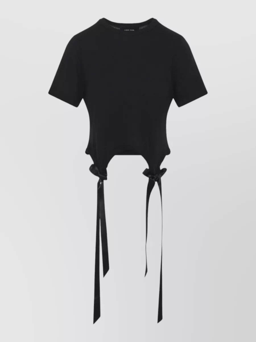 Simone Rocha Cropped T Shirt Bow Tails Detail