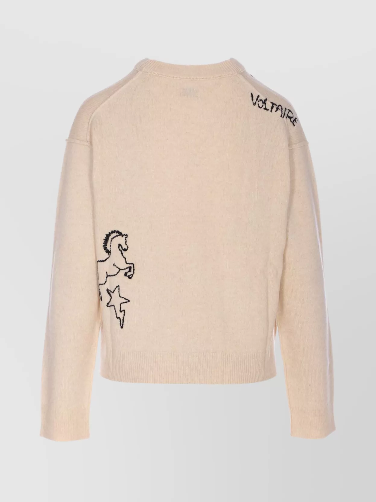 Zadig & Voltaire Crew Neck Knitwear With Long Sleeves And Embroidery In Neutral