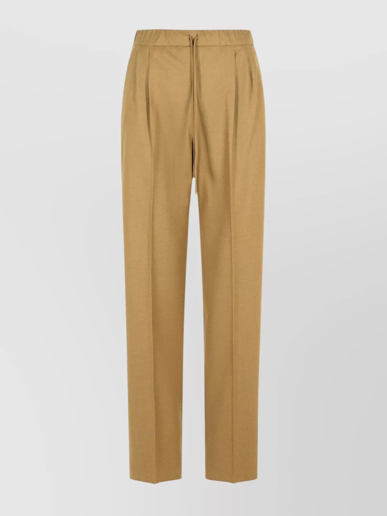 Max Mara Cashmere Drawstring Trousers Pleated Front In Brown