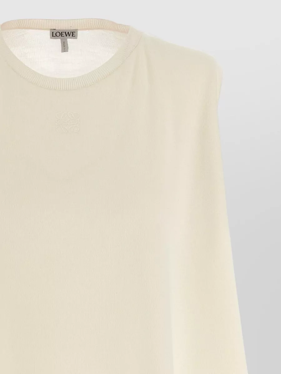 Loewe Wool Sleeveless Sweater Crew Neck Ribbed Hem In Yellow