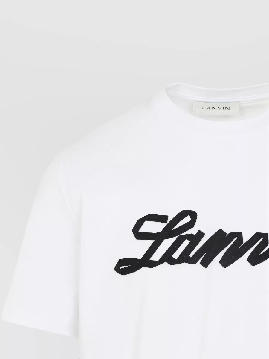 Lanvin Logo Embroidery Crew Neck Short Sleeve T Shirt