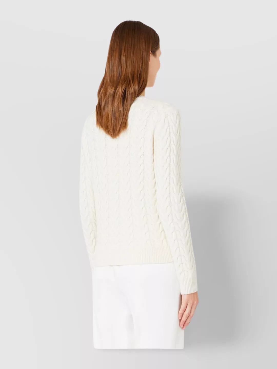 Max Mara Crew Neck Long Sleeve Cable Knit Sweater