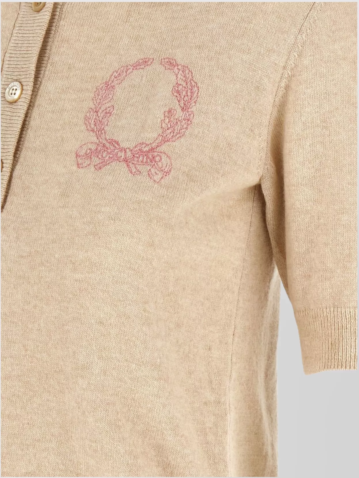 Tシャツ・カットソー Moschino Polo Sweater With Front Button Closure Moschino Polo Sweater With Front Button Closure In Neutral