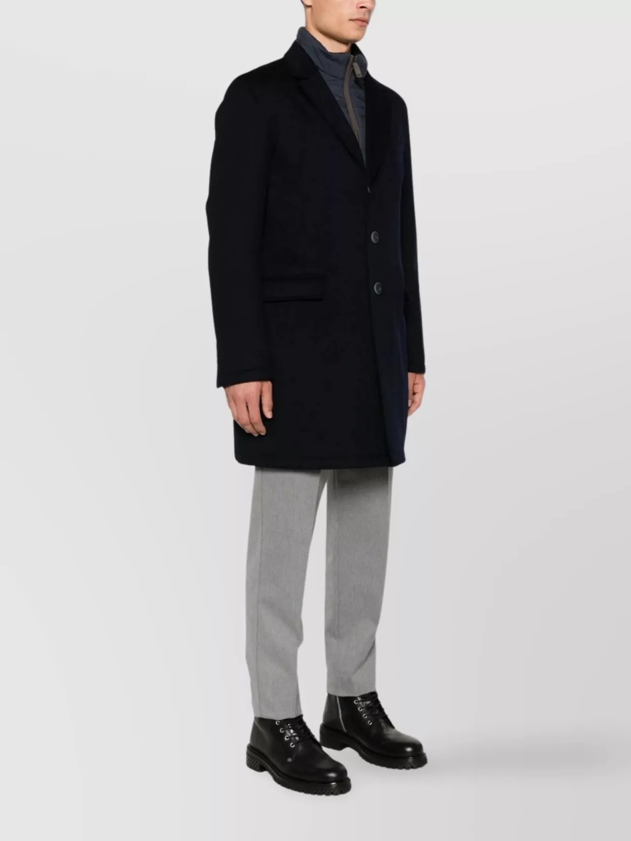 Herno Long Single Breasted Coat Pockets
