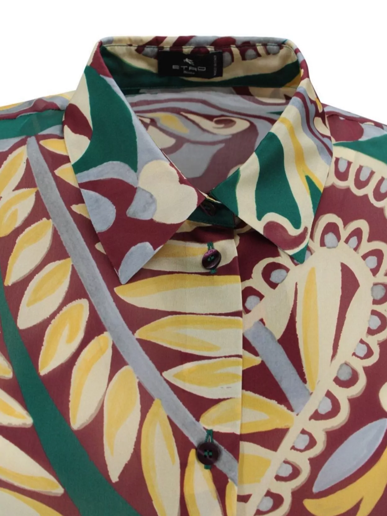 Etro Floral Paisley Print Long Sleeve Silk Top