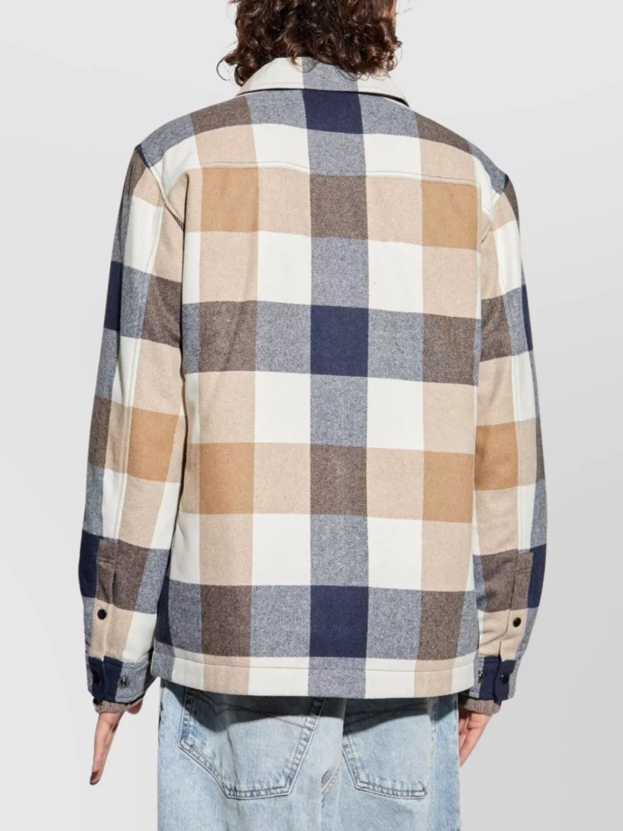 Woolrich Checked Wool Blend Shirt Jacket With Chest Pockets In Neutral