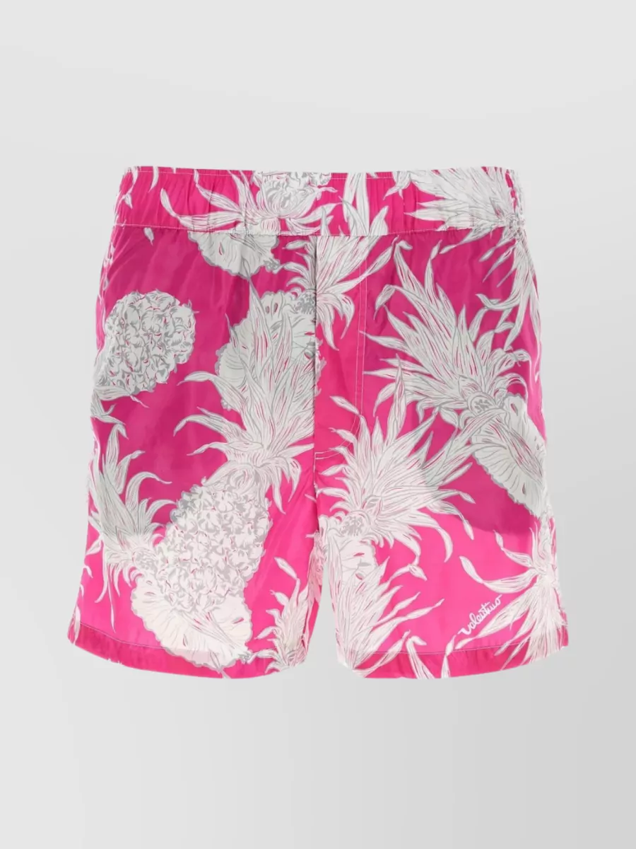 Shop Valentino Floral Print Swim Shorts In Pastel