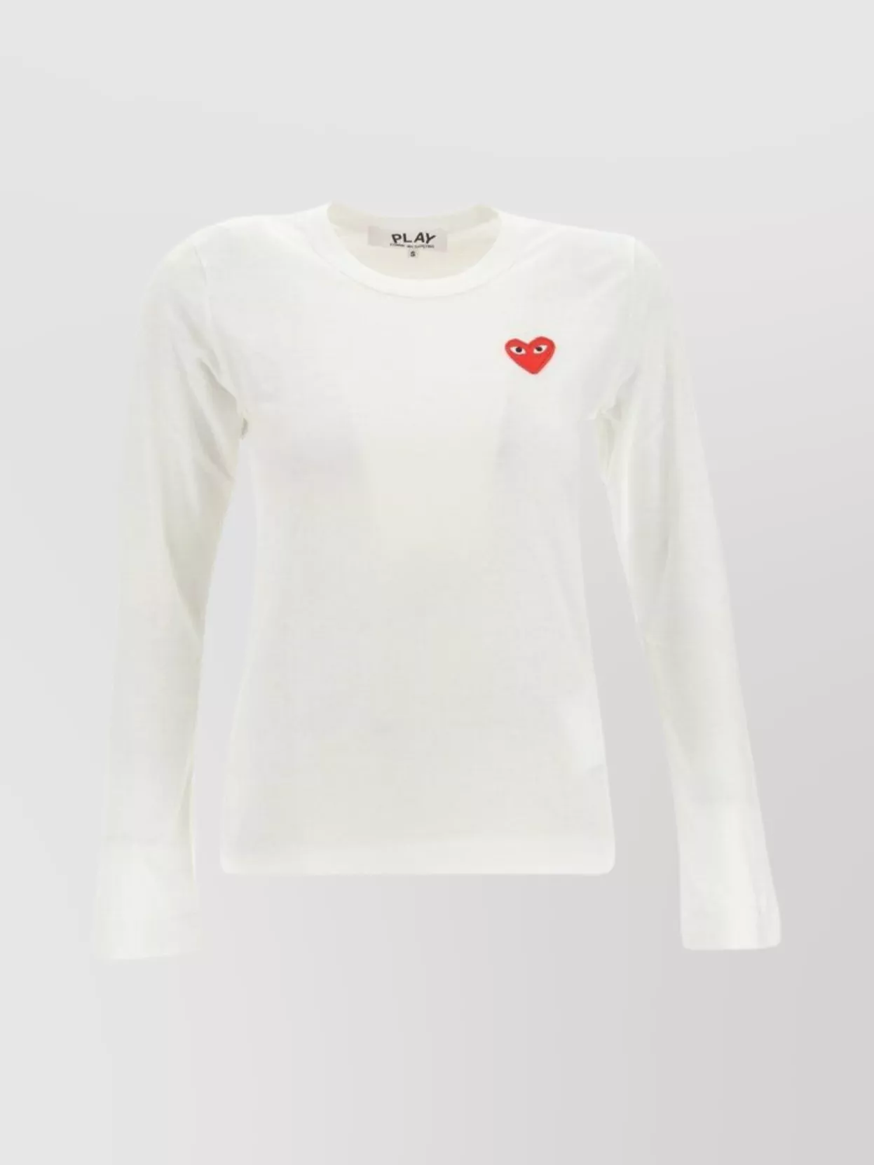 Shop Comme Des Garçons Play Crew Neck Embroidered Detail Long Sleeves
