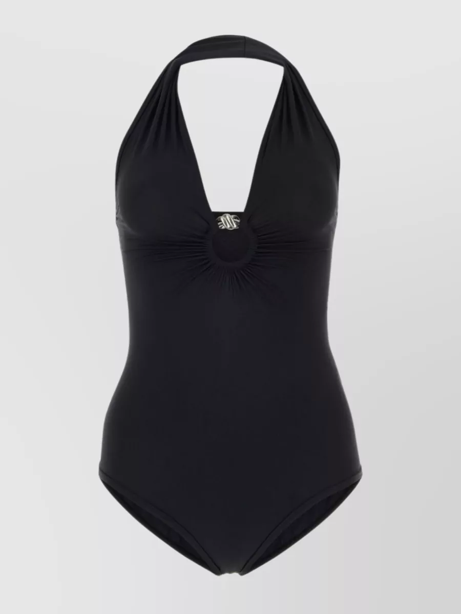 Shop Bottega Veneta Backless Halter Neck Knot Swimsuit In Black