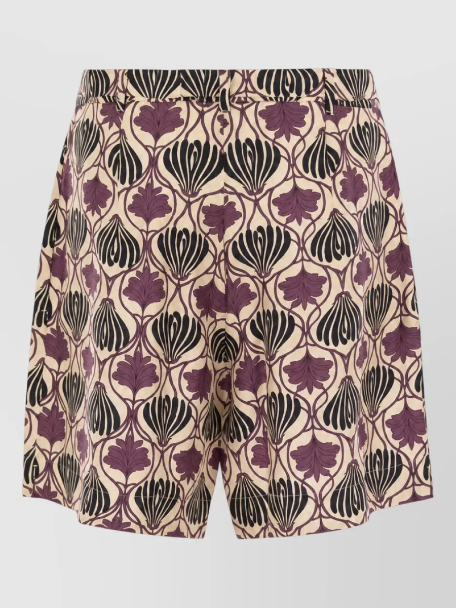 S Max Mara Printed Silk Knee-Length Shorts