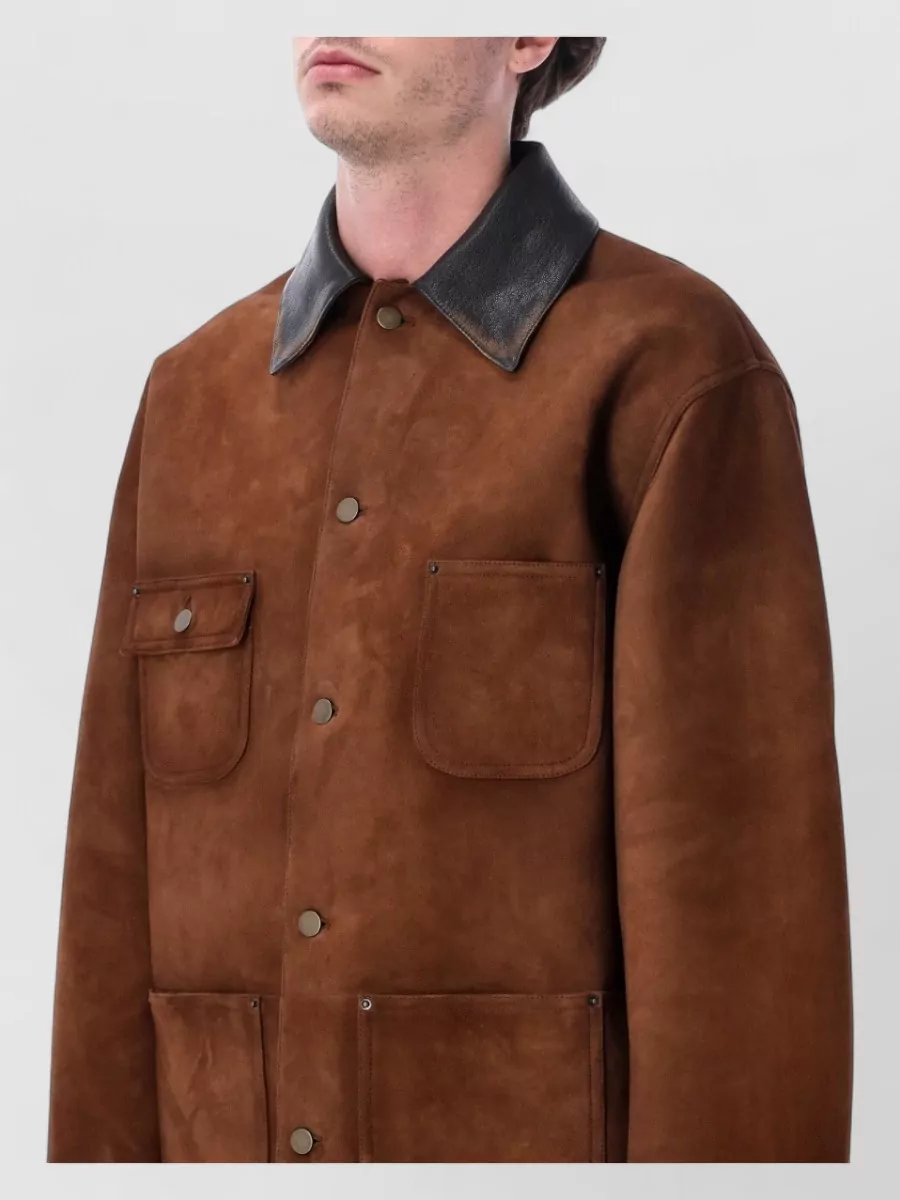 Prada Leather Single-Breasted Coat