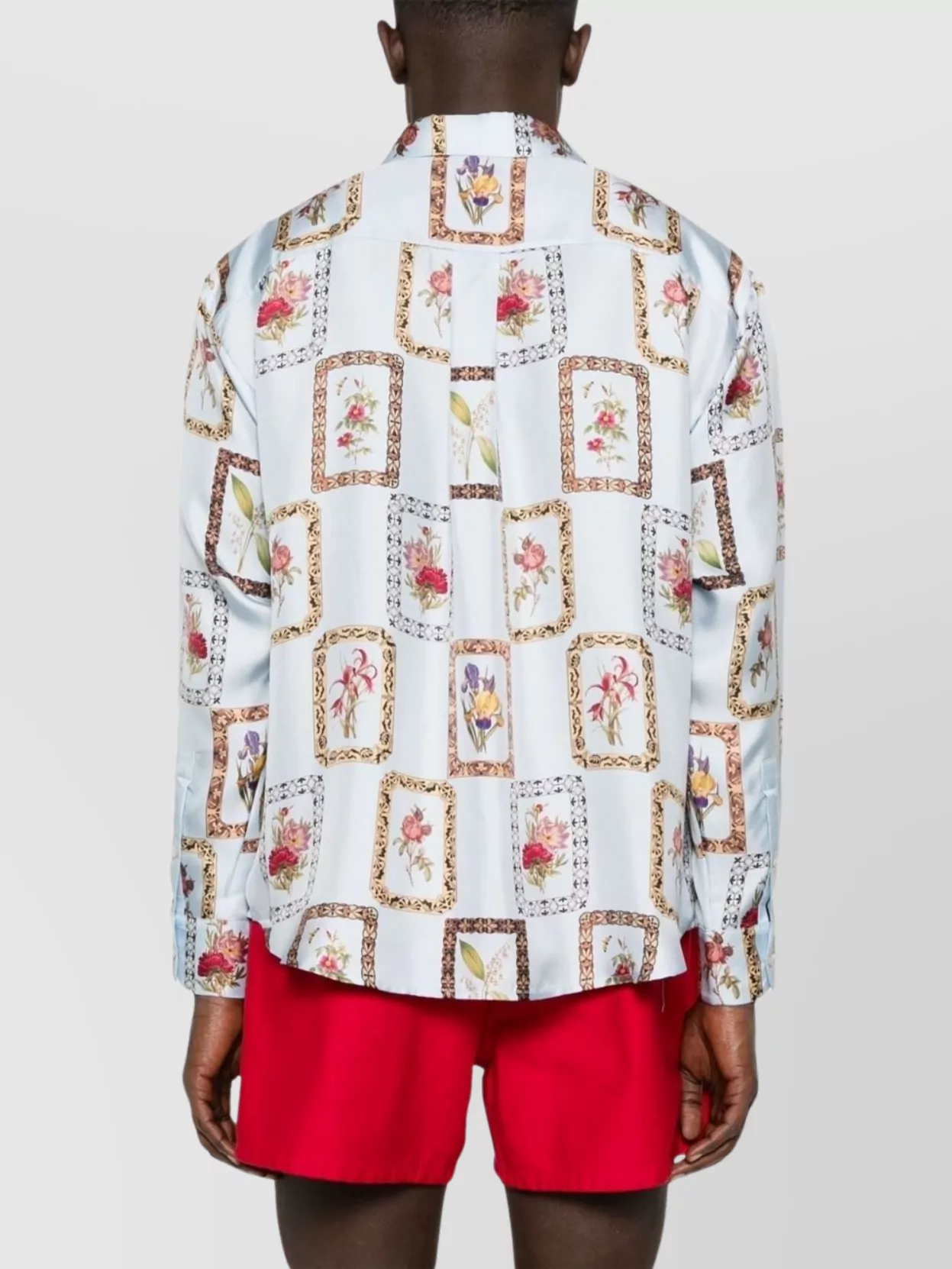 Pierre Louise Mascia Floral Pattern Unisex Top With Buttoned Cuffs