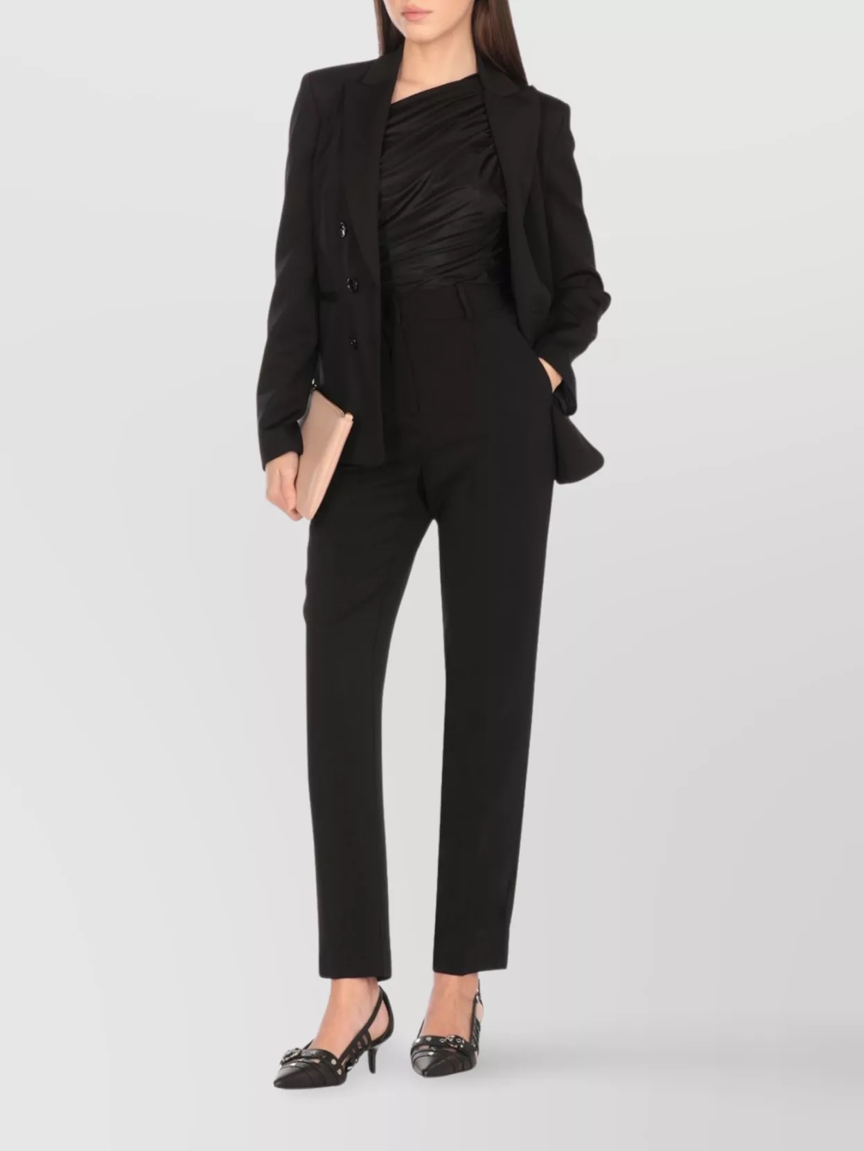 Pinko Viscose Double Breasted Blazer In Black