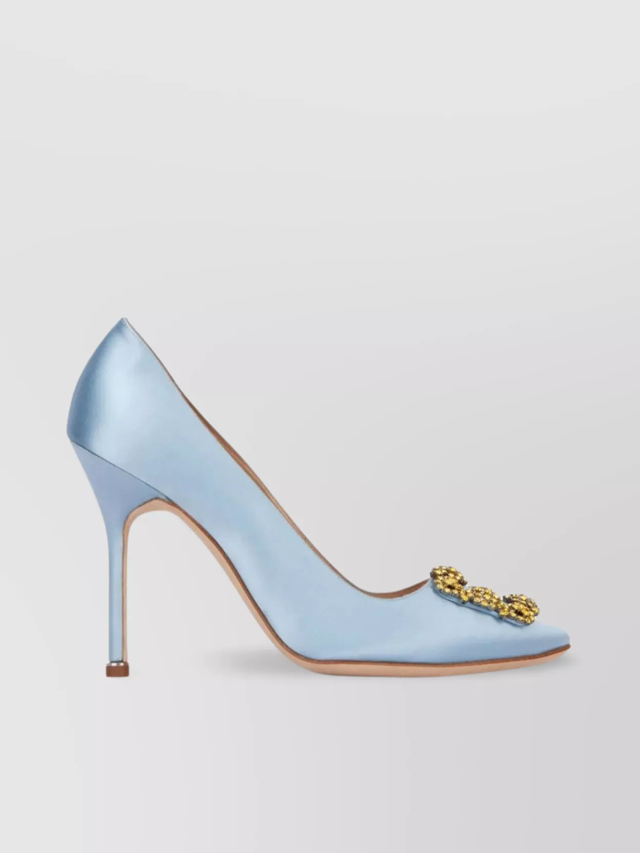 Shop Manolo Blahnik Satin Hangisi 105 Pumps With Pointed Toe And Stiletto Heel In Pastel