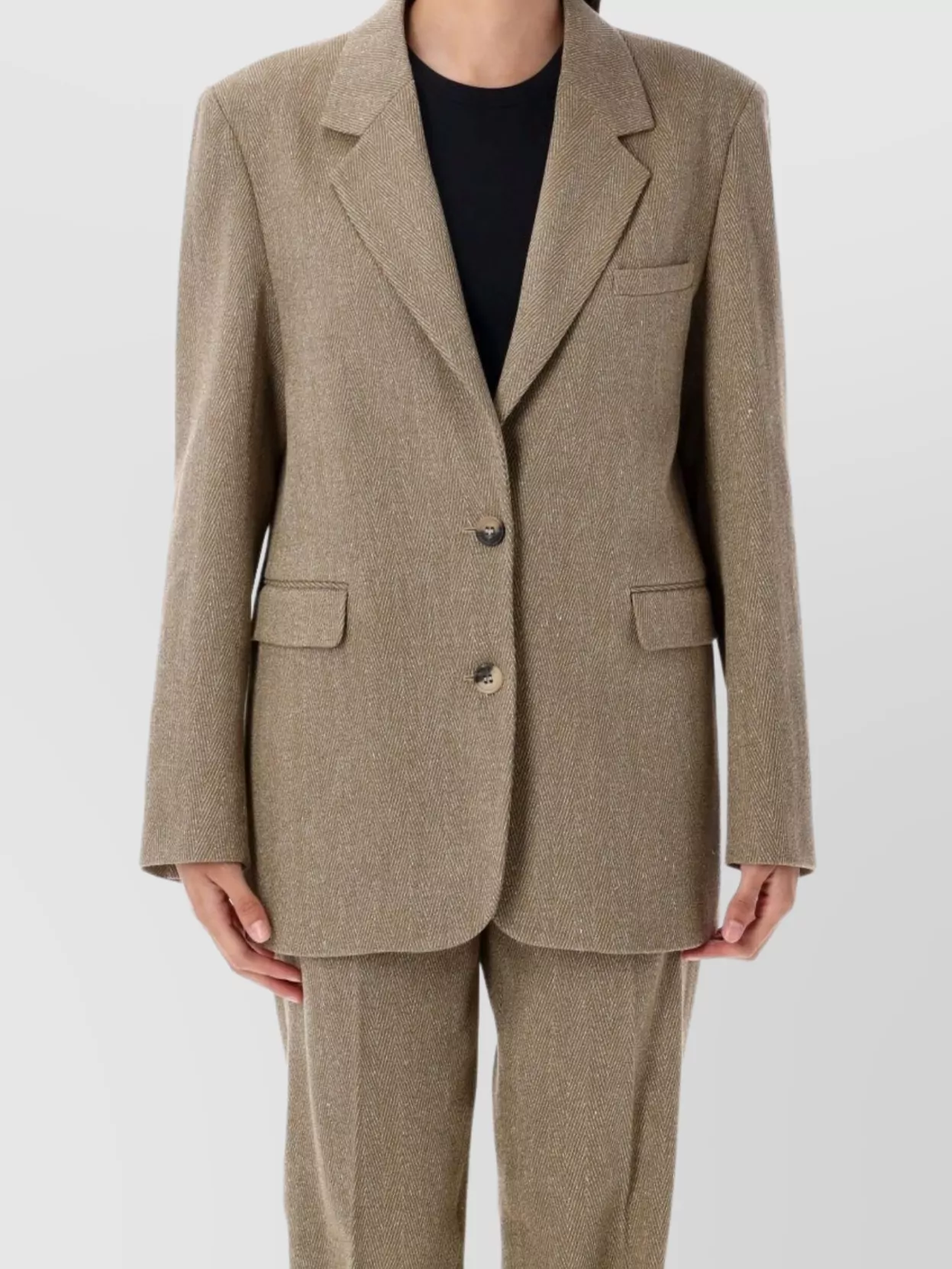 Golden Goose Herringbone Wool Oversized Blazer In Brown