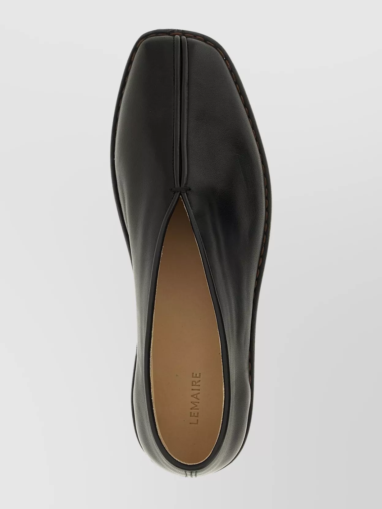 Lemaire Round Toe Slippers Seam Detailing In Black