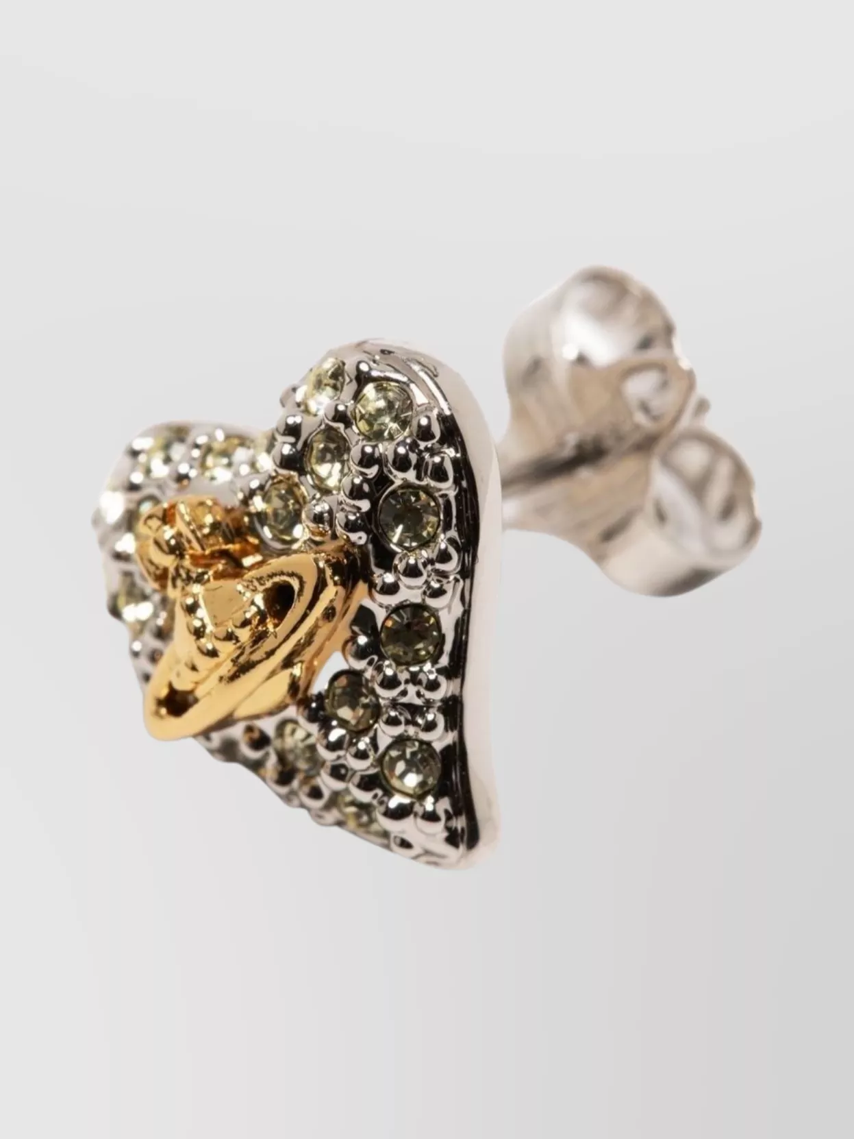 Vivienne Westwood Crystal Heart Stud Earrings Two-Tone Finish