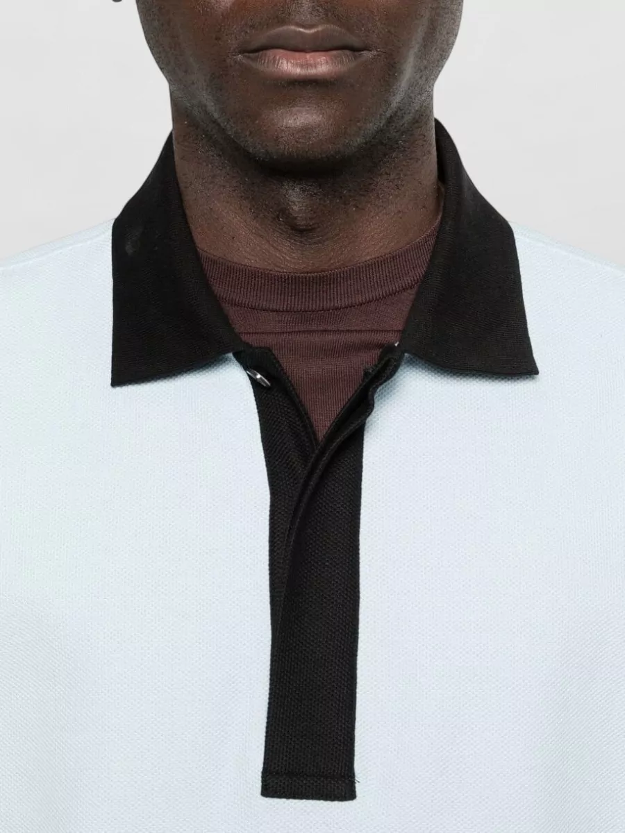 Lanvin Cotton Contrast Collar Short Sleeve Polo Shirt