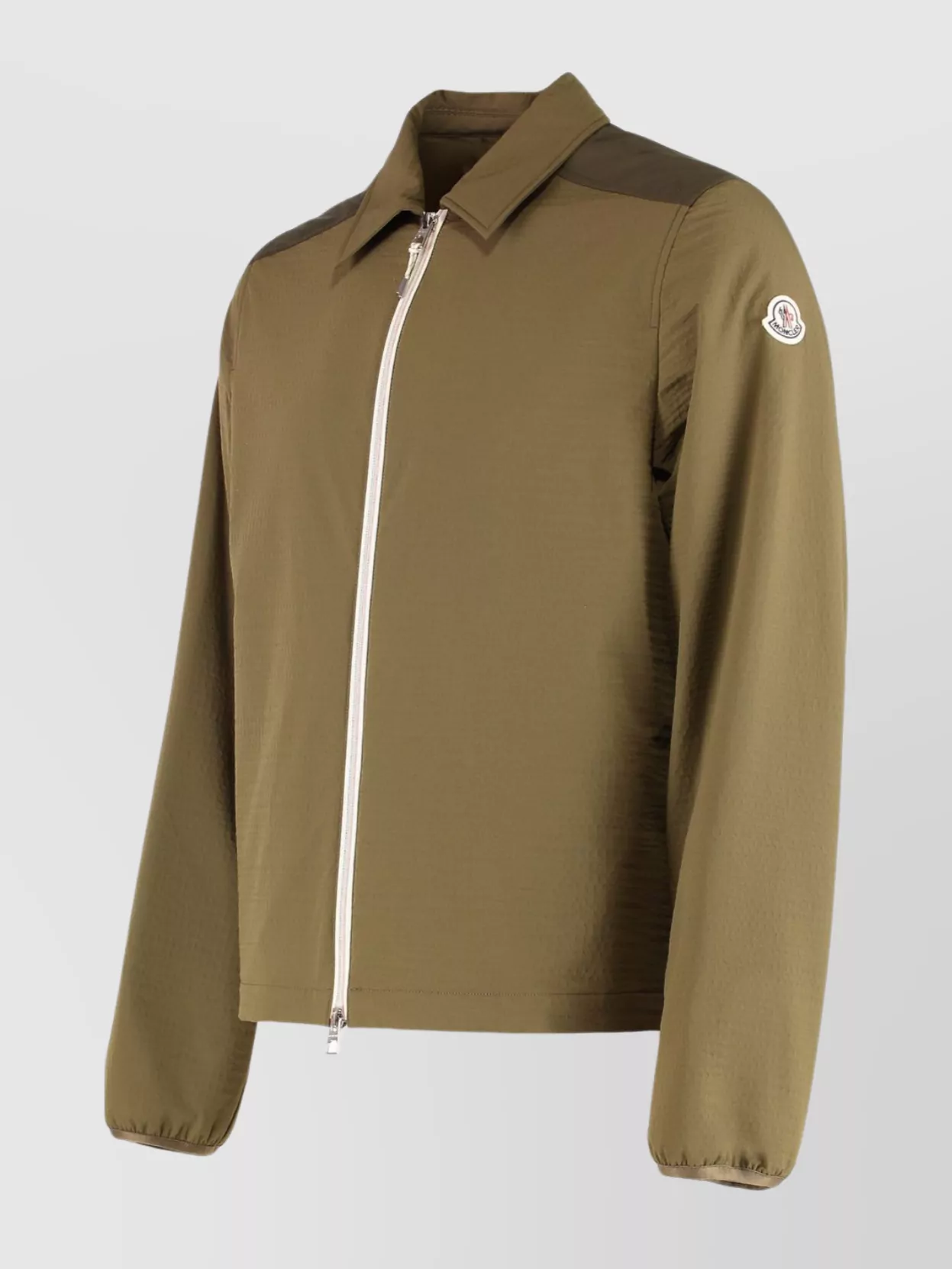 Moncler Zip Front Quilted Seersucker Shirt