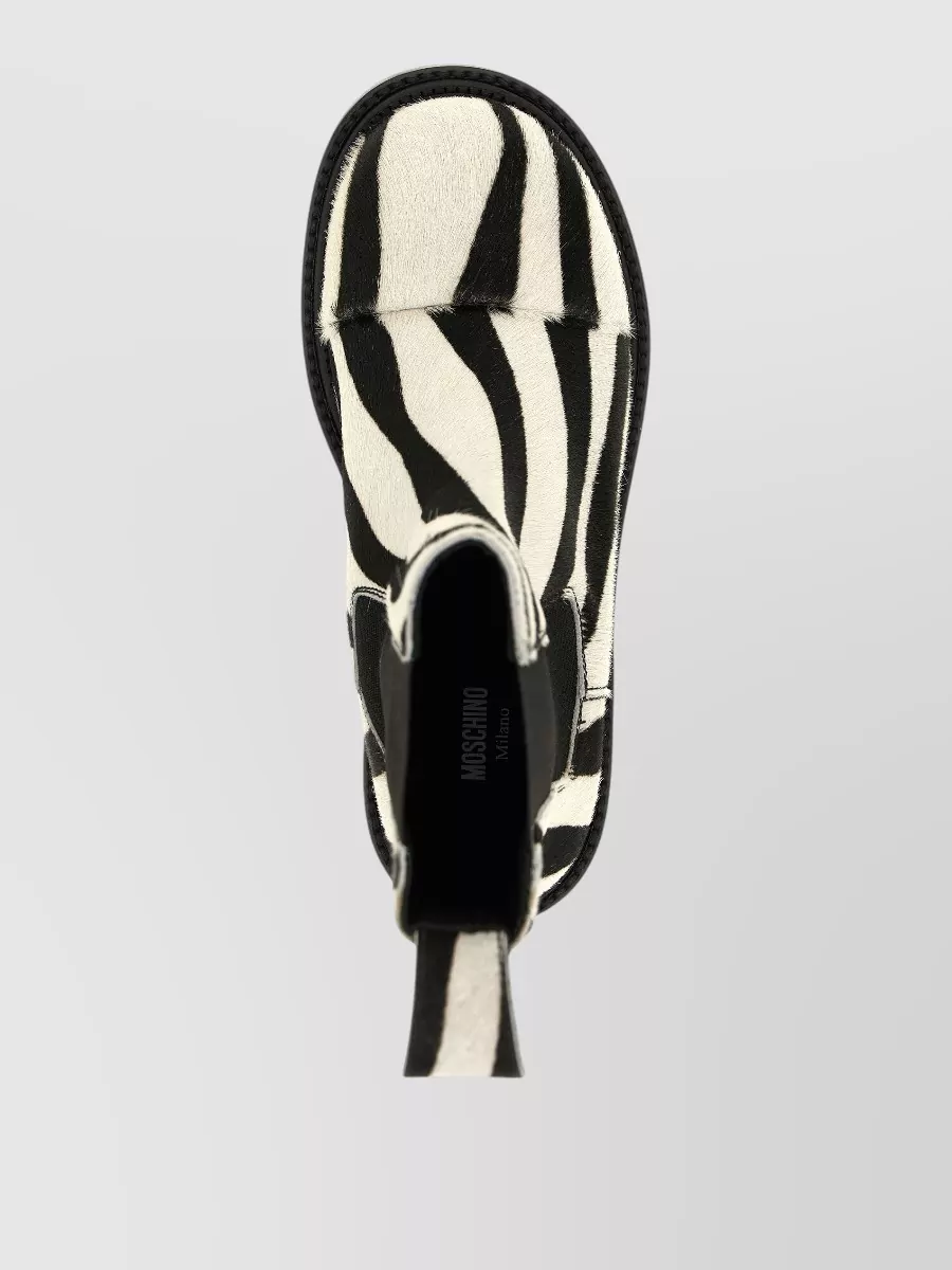 Moschino Leather Zebra-Print Ankle Boots