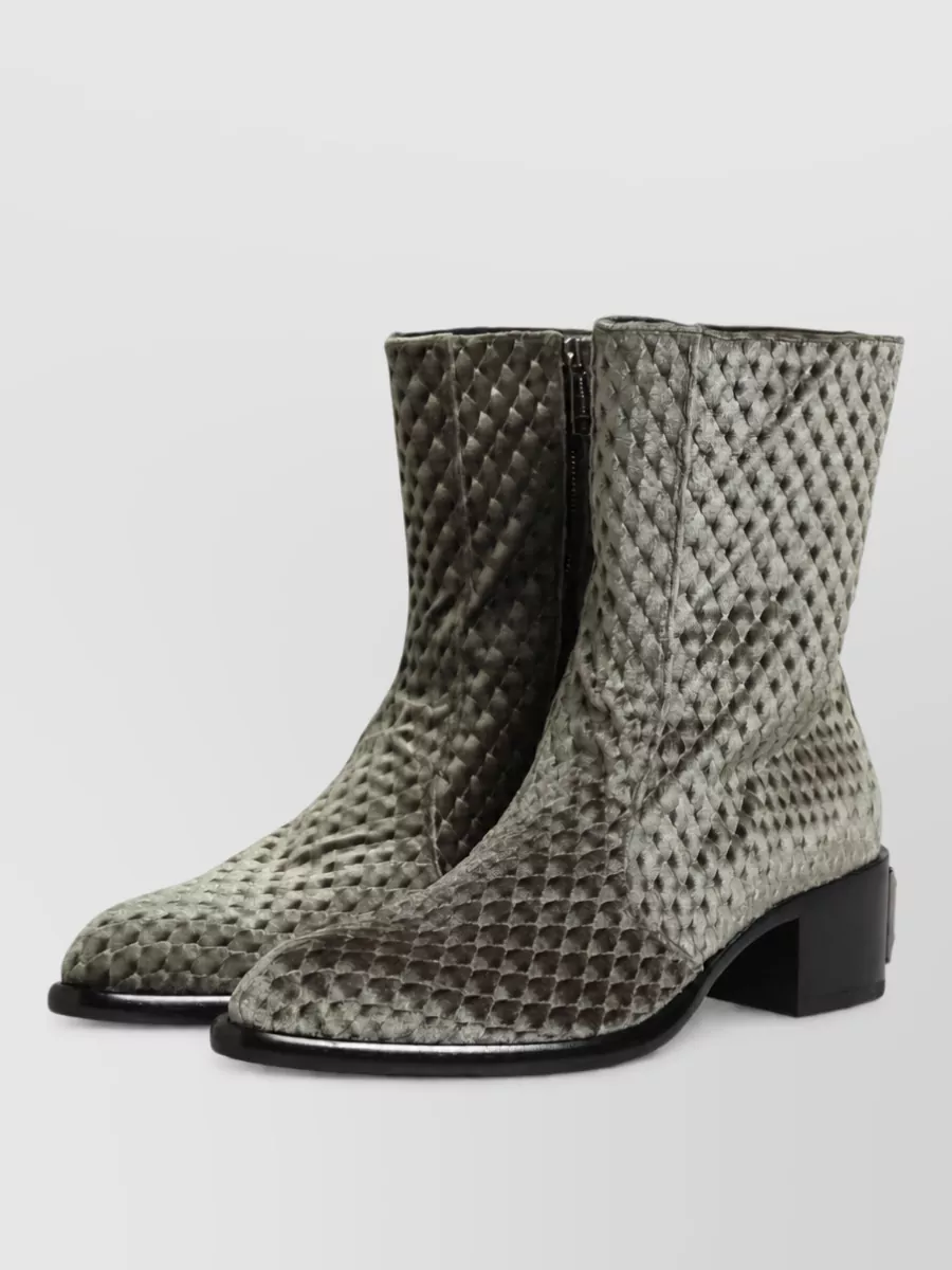 Dolce&Gabbana Velvet Quilted Mid Calf Boots