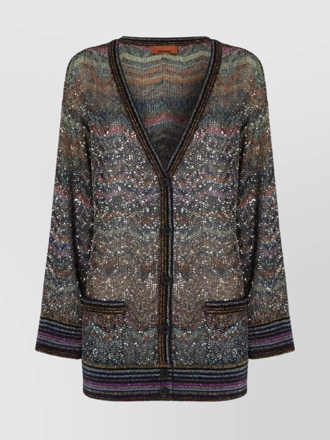 Missoni V Neck Cardigan Chevron Pattern In Multi