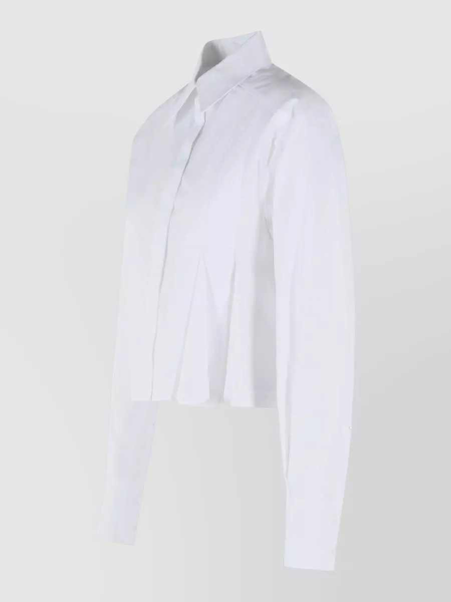 Sportmax Certo Cropped Cotton Poplin Shirt Pleats