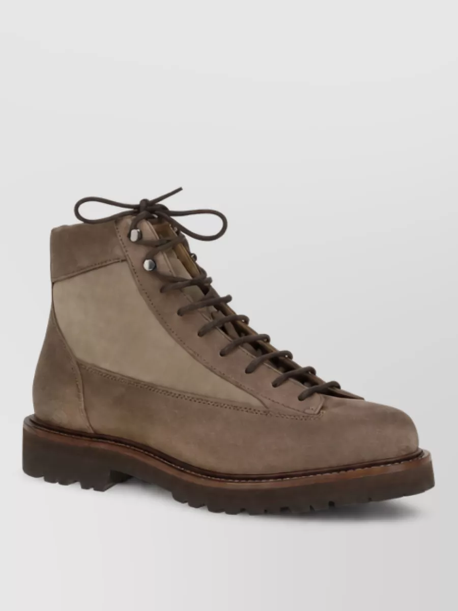 Brunello Cucinelli leather lace-up boots
