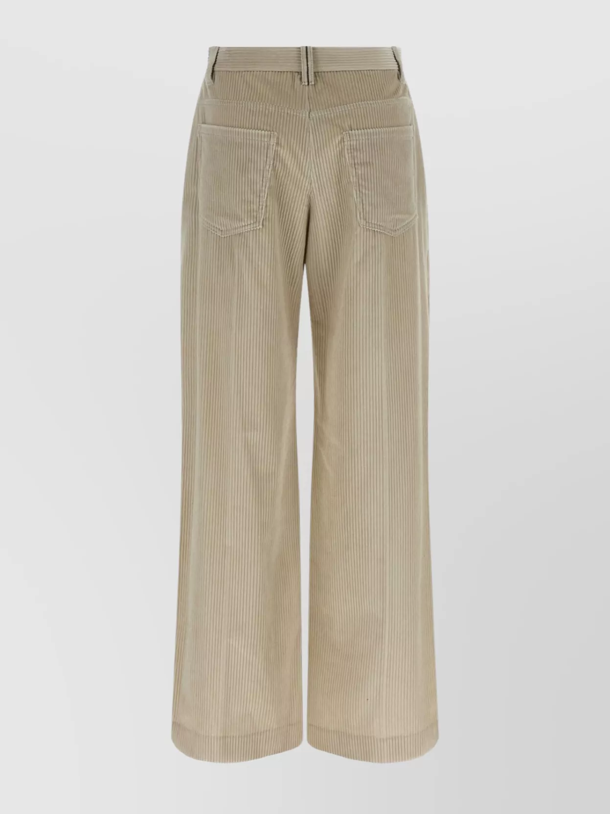 Brunello Cucinelli Beige Corduroy Trousers With Front Zip And Hook Button Closure In Neutral