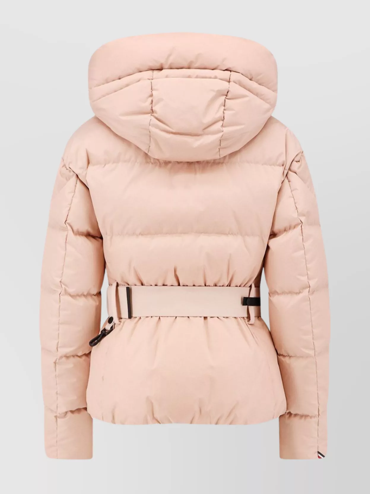 Moncler Nylon Down Jacket Adjustable Waistband Buckle In Pink