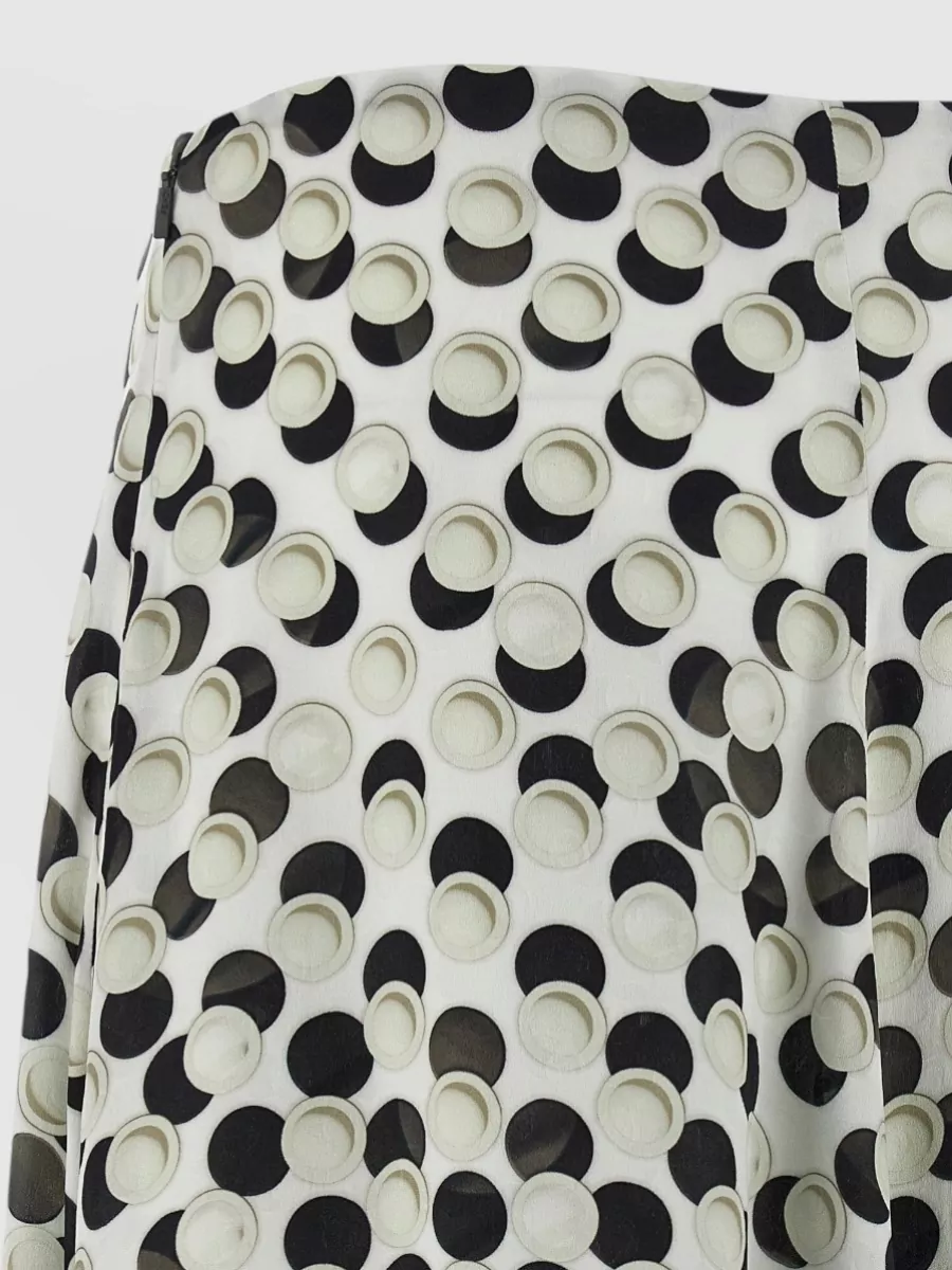 Fendi Silk Polka-Dot Asymmetric Midi A-Line Skirt