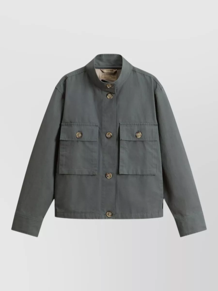 Woolrich cotton stand collar military jacket