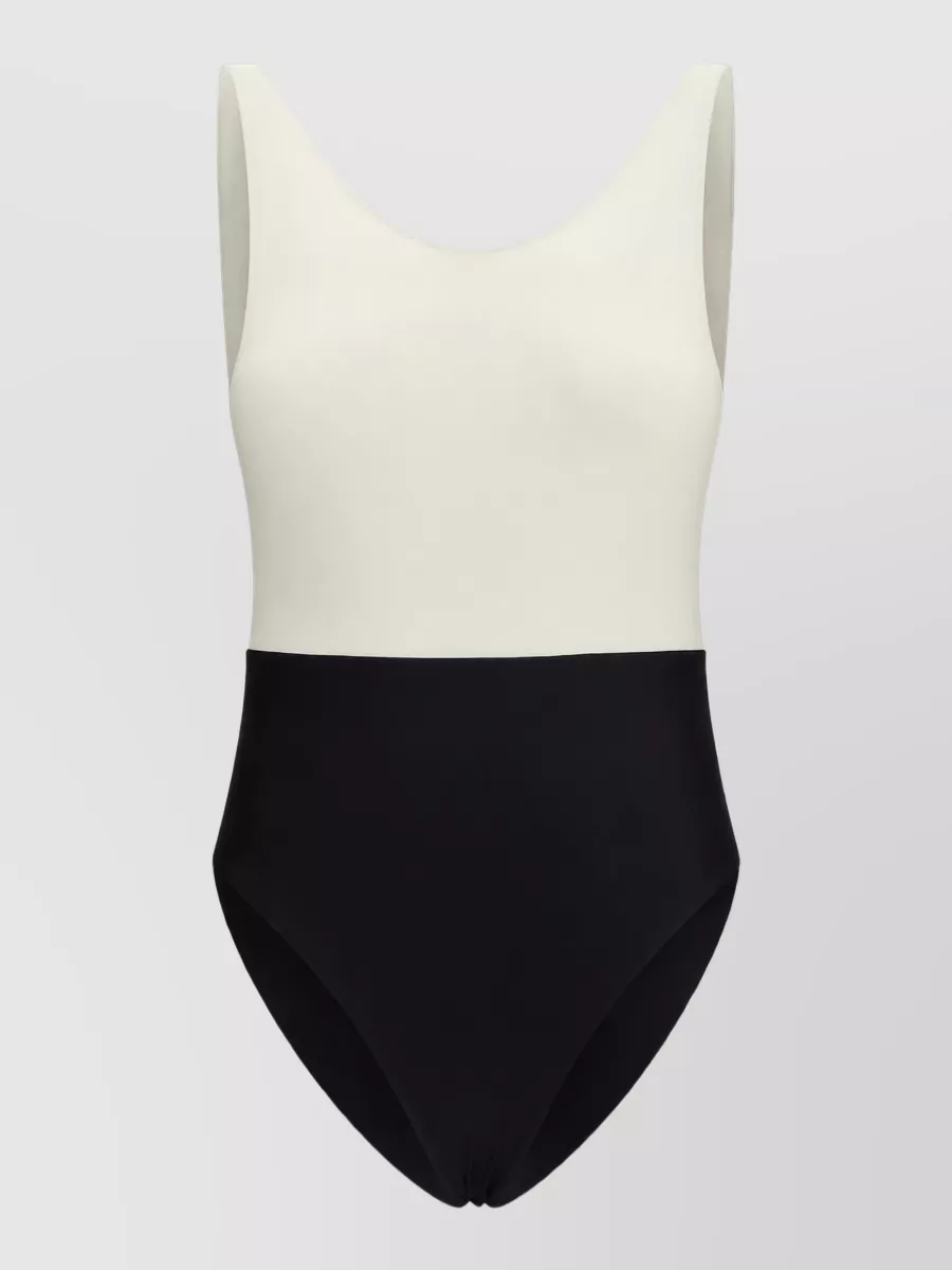 Ami Paris bicolor one-piece swimsuit