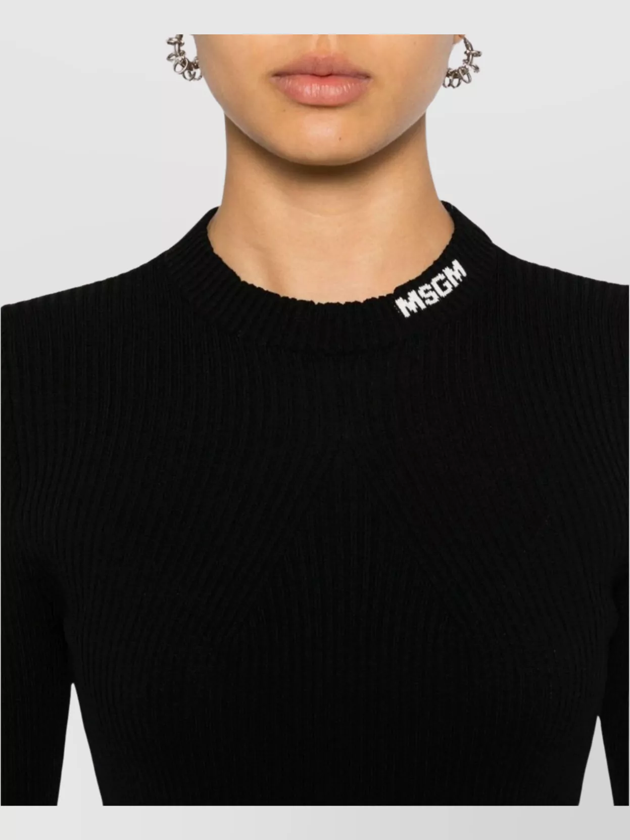 Msgm Long Sleeve Fitted Knit Sweater Design