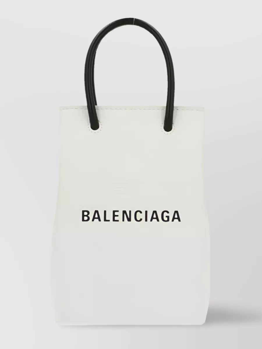 Shop Balenciaga Contrasting Two-tone Leather Tote In White